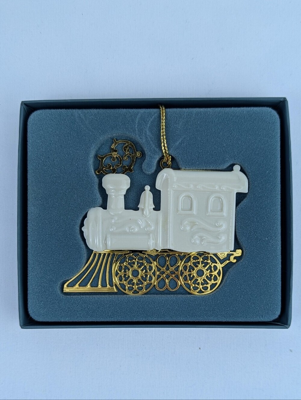 Lenox 1994 Porcelain & Gold Train Holiday Christmas Ornament